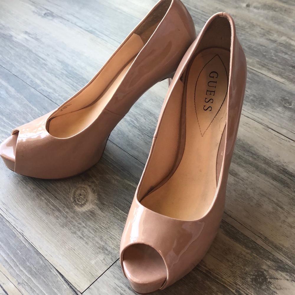 Patent Leather Peep Toe Pumps